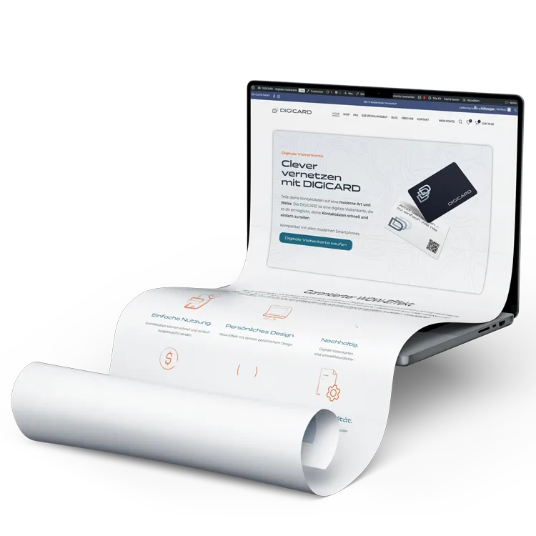 digicard dititale visitenkarte website mockup