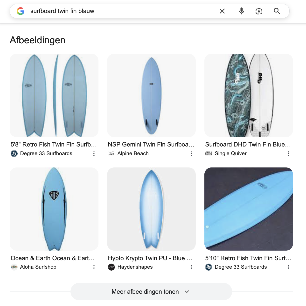 Screenshot van een image pack in de serp