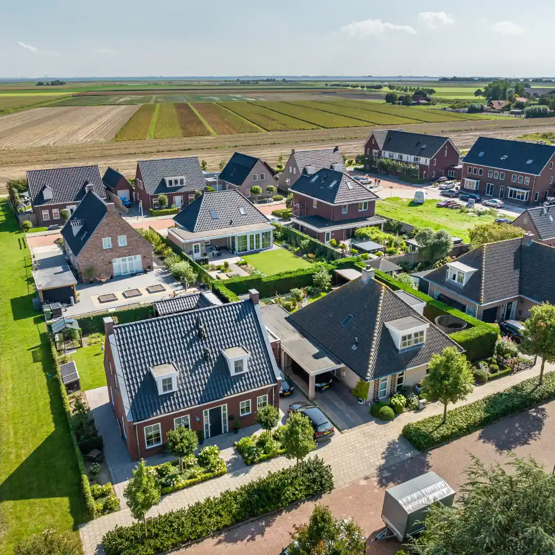 Boven aanzicht van nieuwbouw project