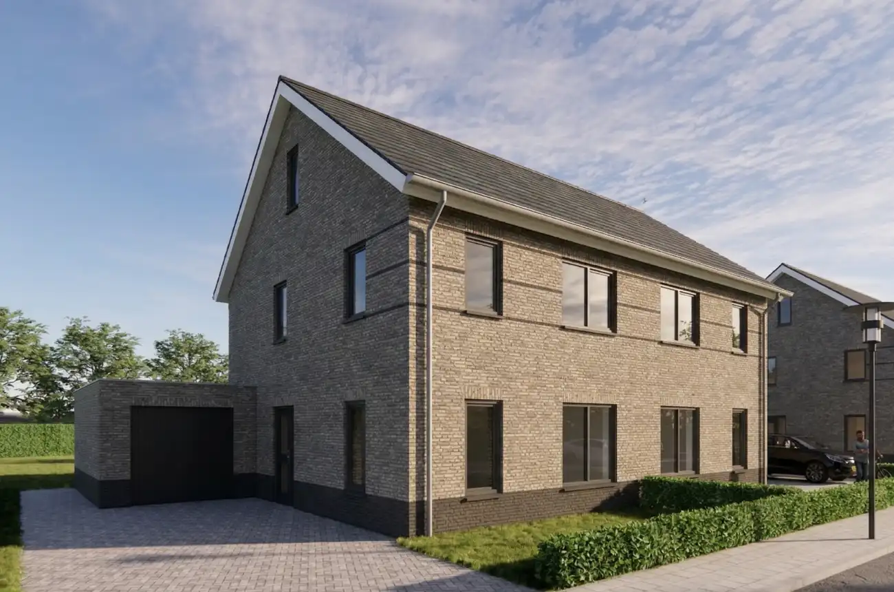 Render van een hoogbouw twee-onder-een kap