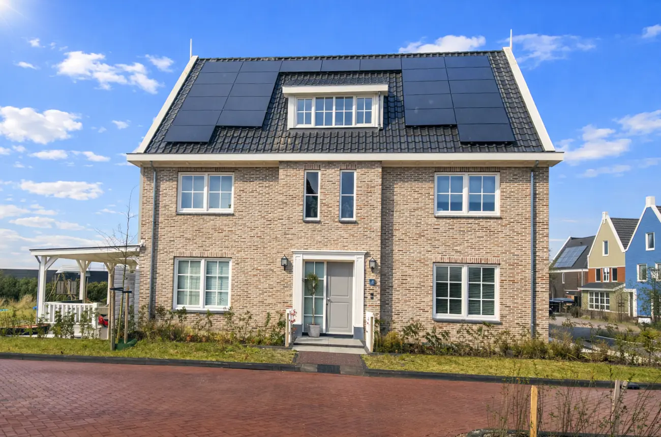 Vrijstaande hoogbouw woning met houten gevelbekleding