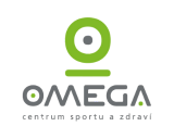 Logo firmy Omega se zeleným kruhem a textem „Omega energie sportu a zdraví“.