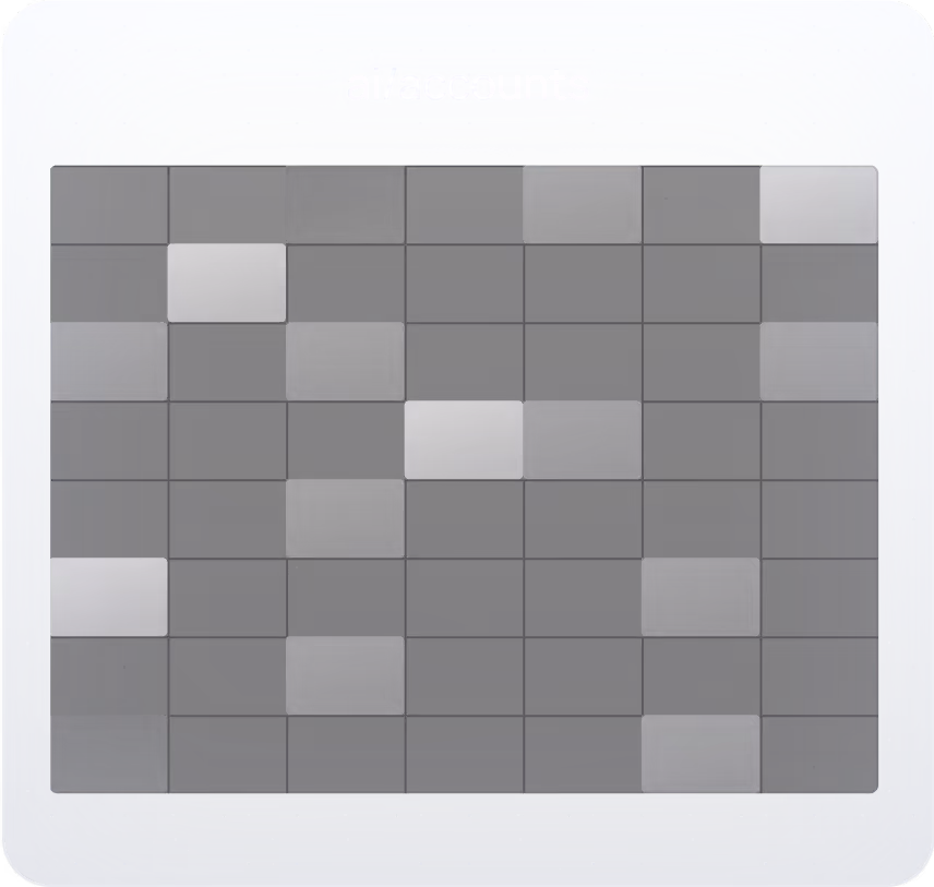 A grid pattern displayed on a light background with the text "All/accounts" at the top. The grid contains a mix of dark and light squares, arranged in a uniform layout.