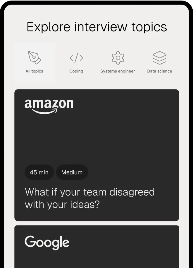explore interview topics - all topics, coding, system engineer, data science