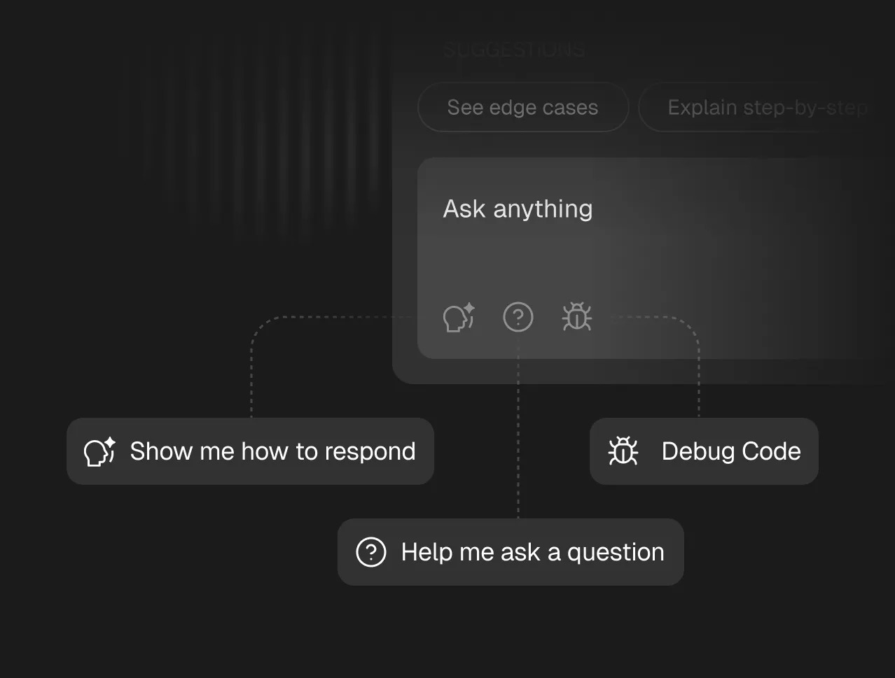show me how to respond, help me ask a question, debug code