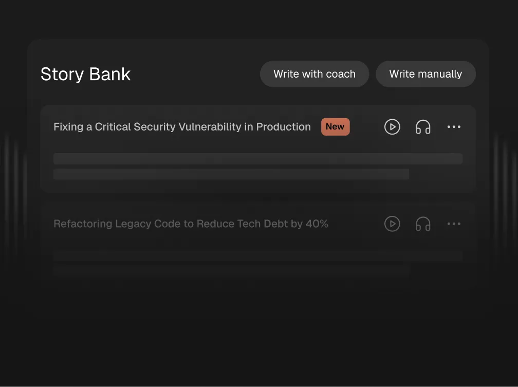 story bank - write with coach, write manually