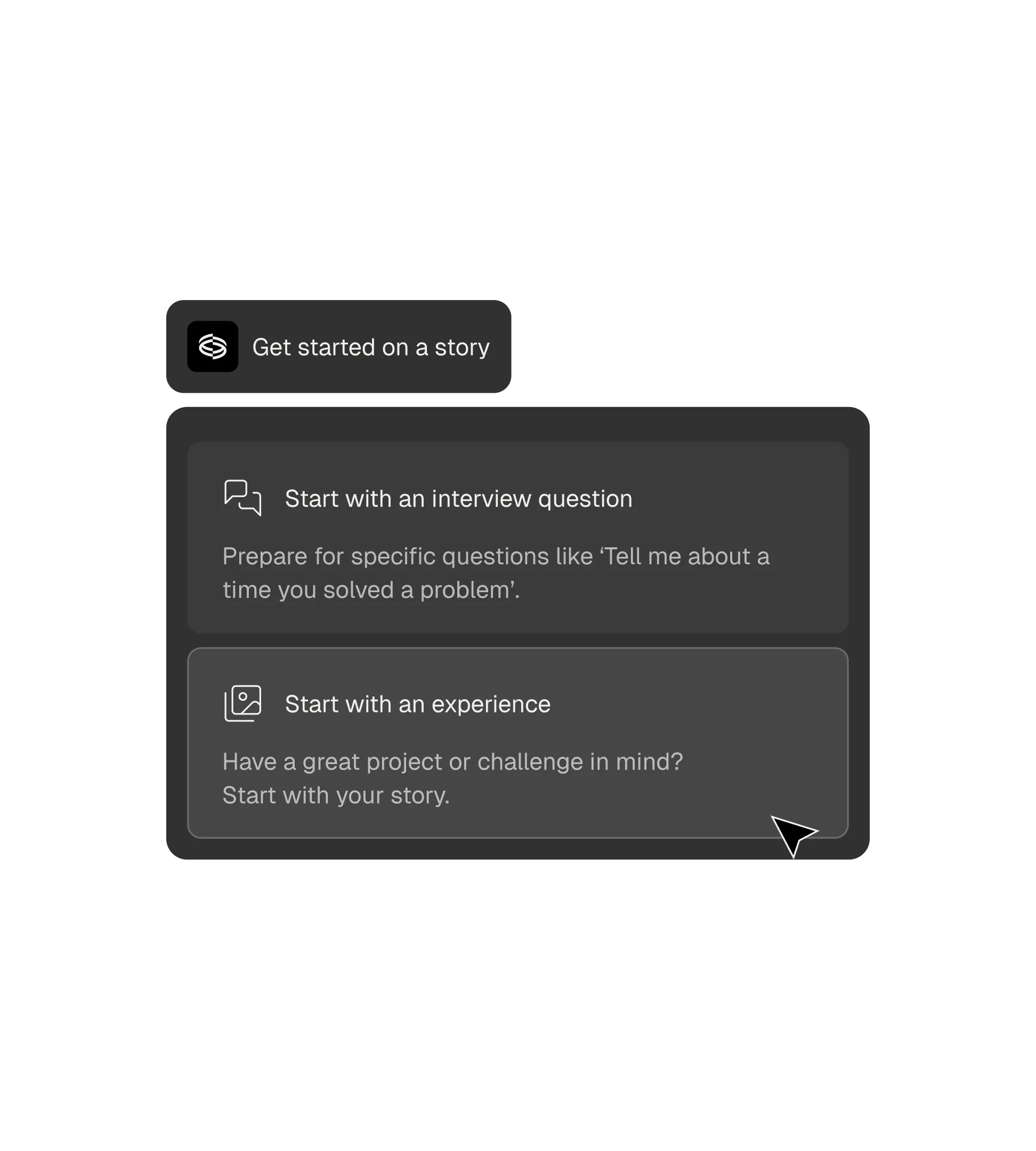 start with an interview question, start with an experience