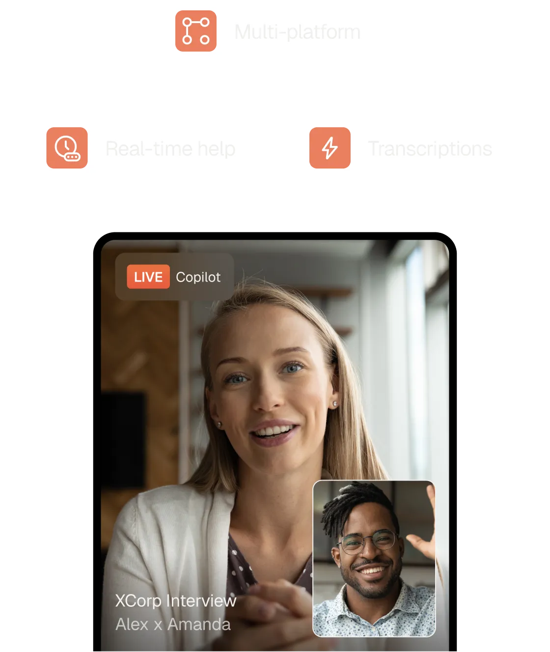 video call with copilot - multi-platform, real-time help, transcriptions