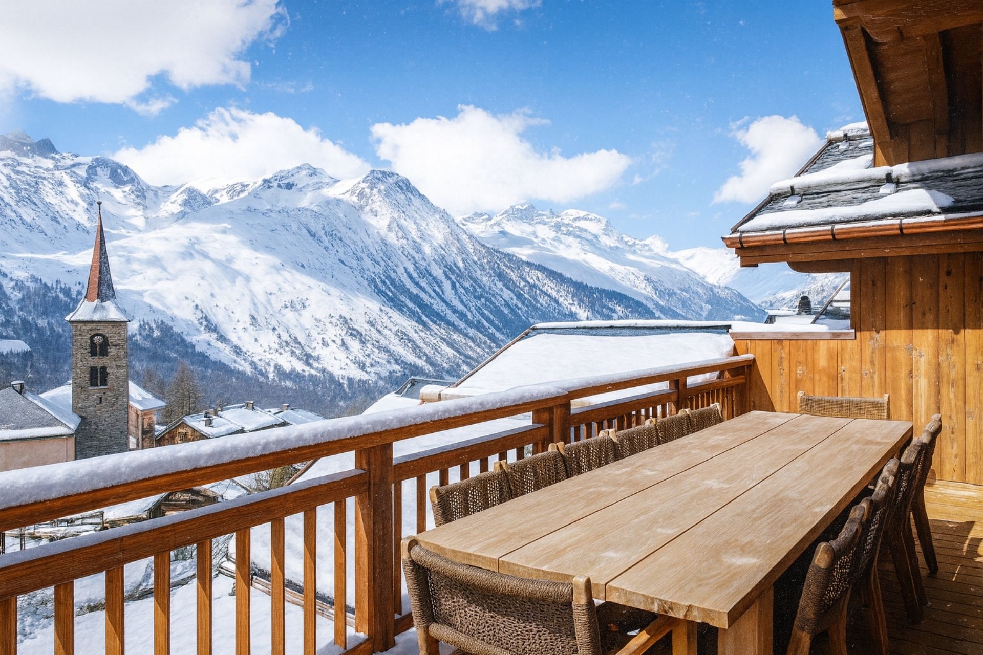 Balcon avec vue sur les montagnes de Saint-Martin-de-Belleville