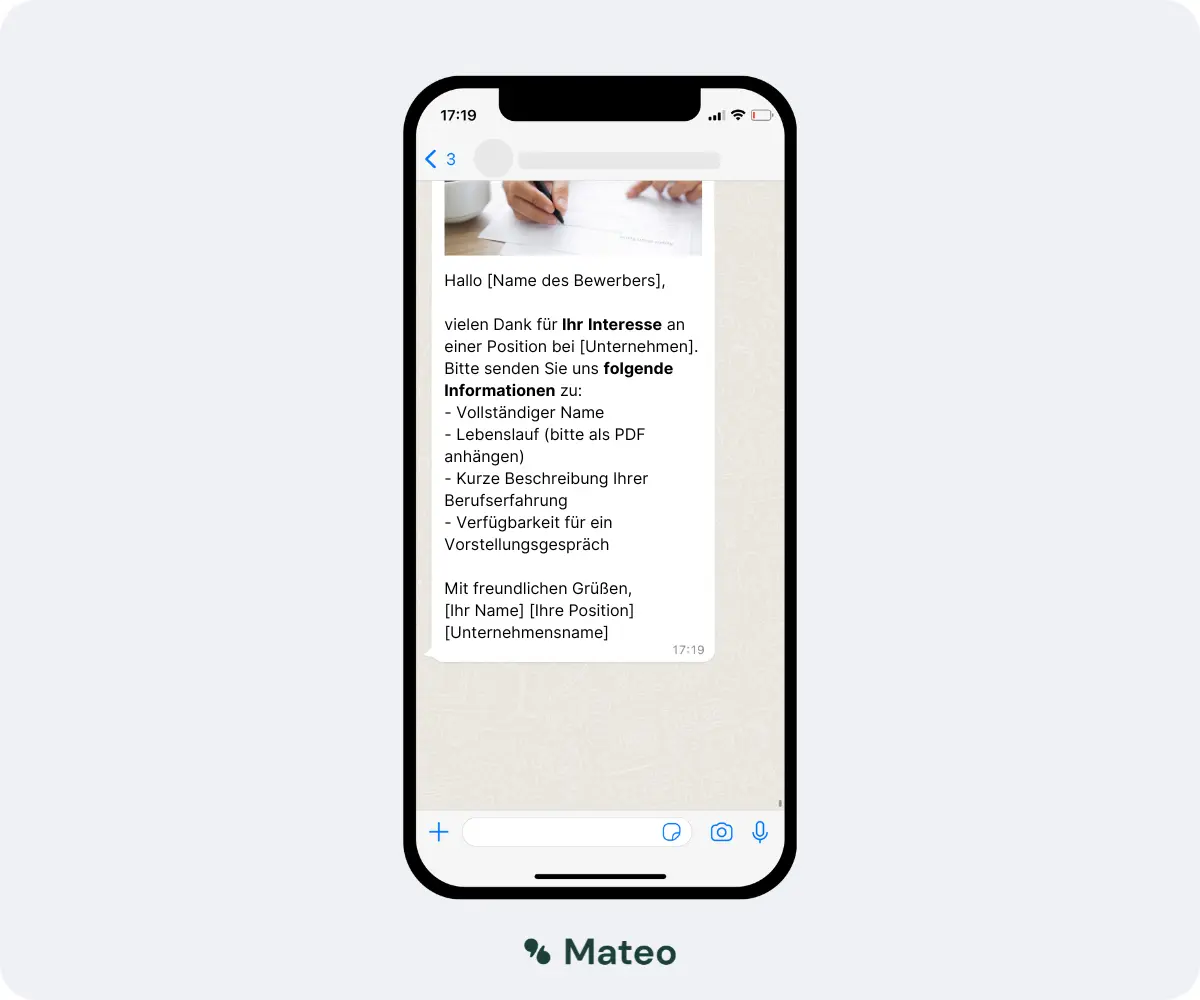 Bewerbung per WhatsApp: Vorlage für Erstkontakt