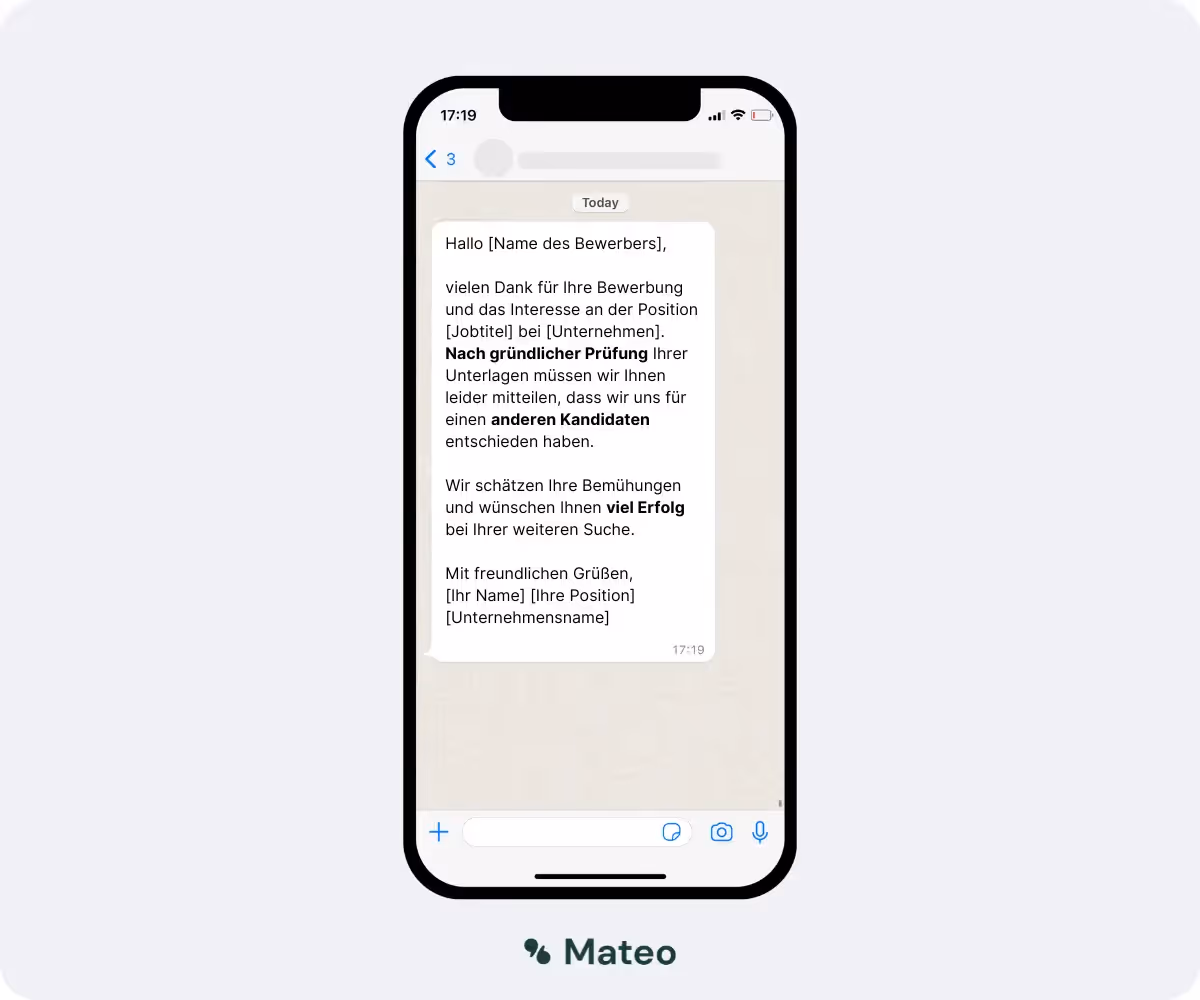 Bewerbung per WhatsApp: Vorlage für Ablehnung