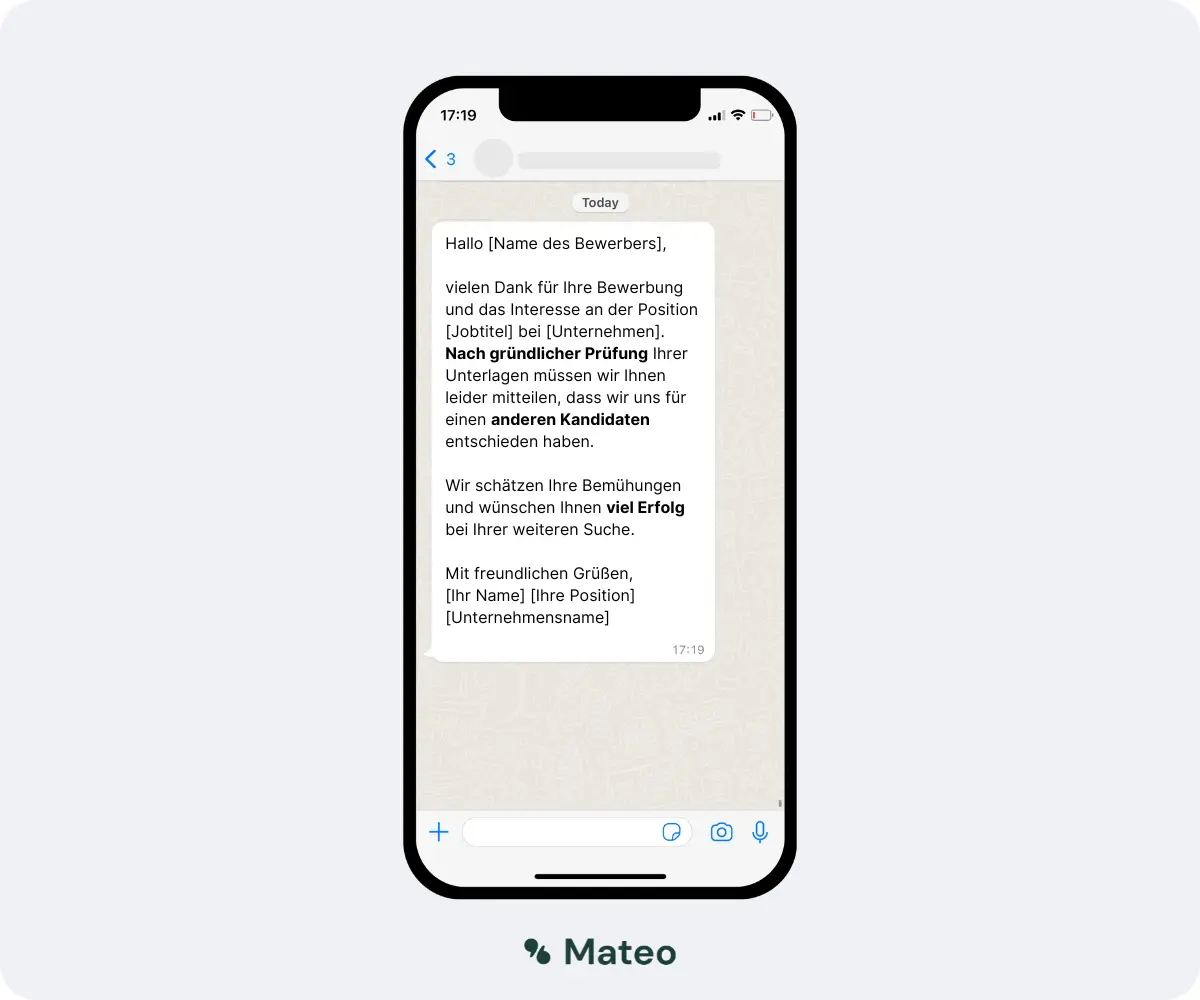 Bewerbung per WhatsApp: Vorlage für Ablehnung