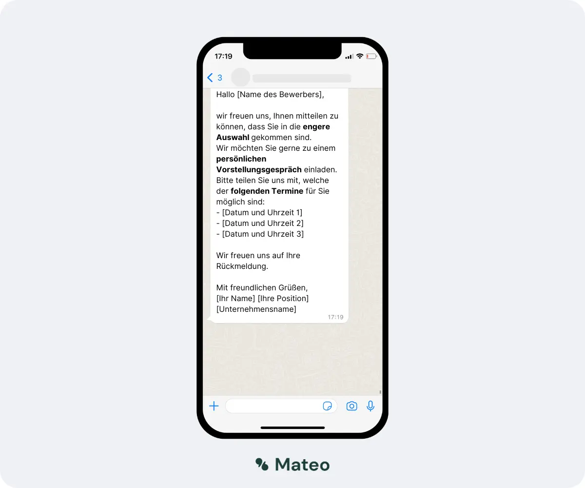 Bewerbung per WhatsApp: Vorlage für Intervieweinladungen