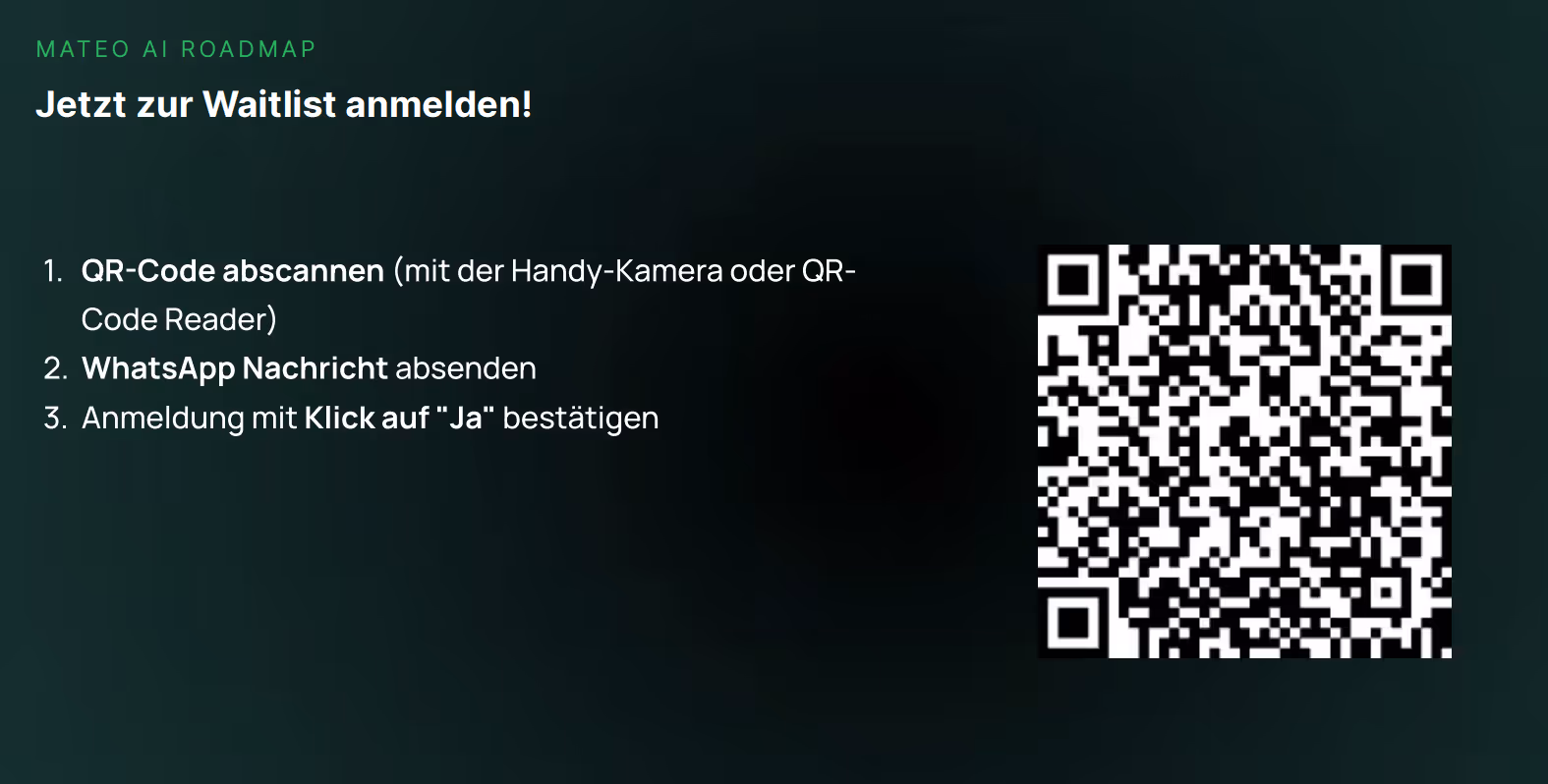 Anmeldung per QR Code zur Mateo AI
