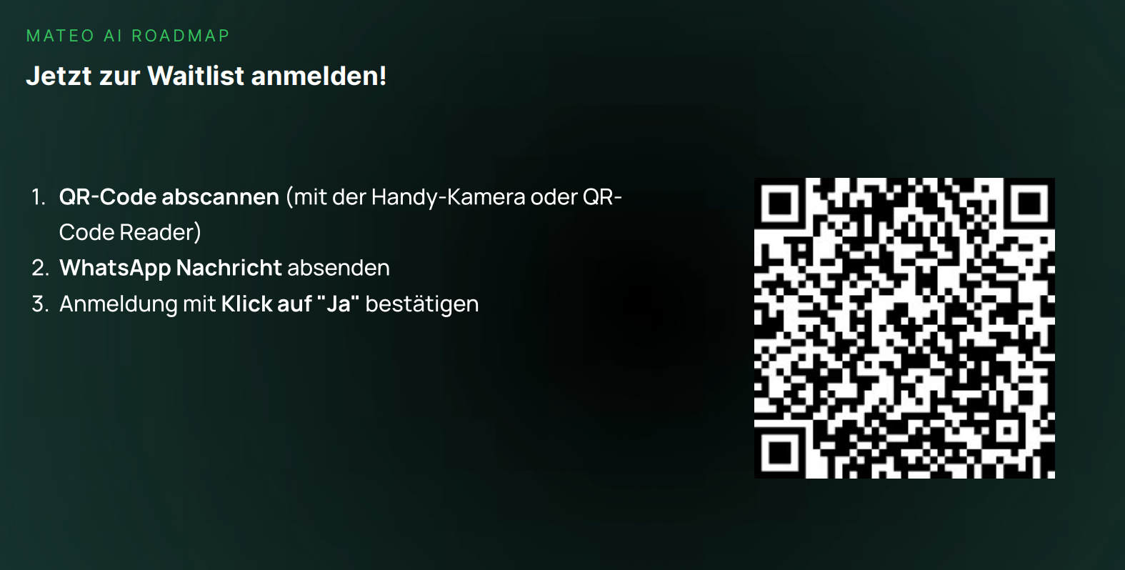 Anmeldung per QR Code zur Mateo AI