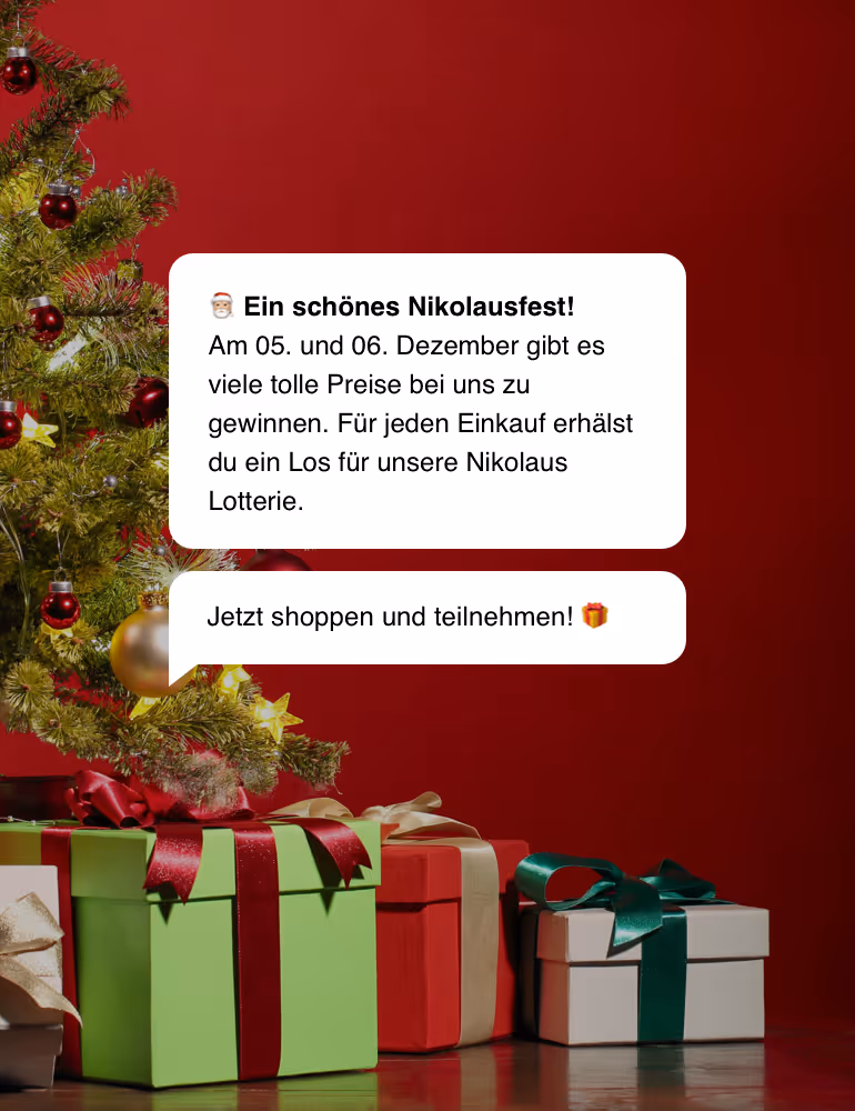 WhatsApp Newsletter Vorlage für eine Nikolaus Lotterie. 