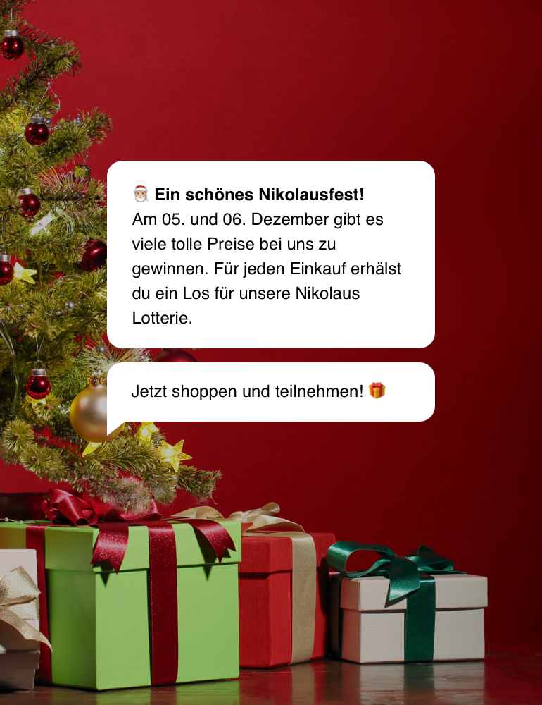 WhatsApp Newsletter Vorlage für eine Nikolaus Lotterie.