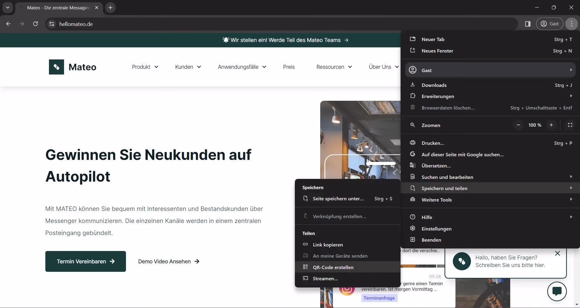 QR-Code erstellen mit Google Chrome