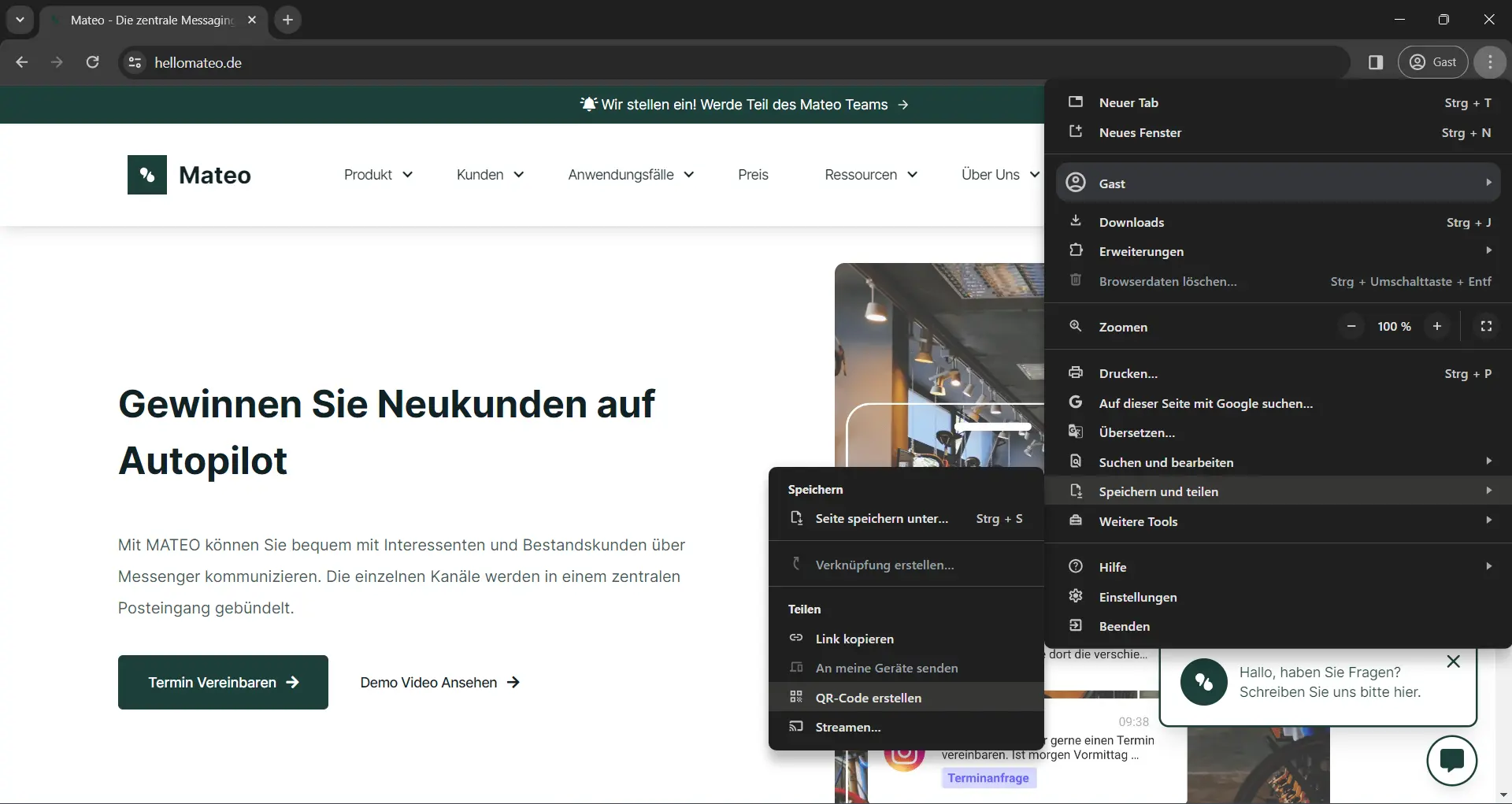 QR-Code erstellen mit Google Chrome