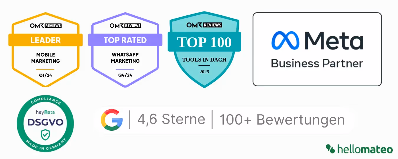 Bewertung des WhatsApp Marketing Tools von hellomateo