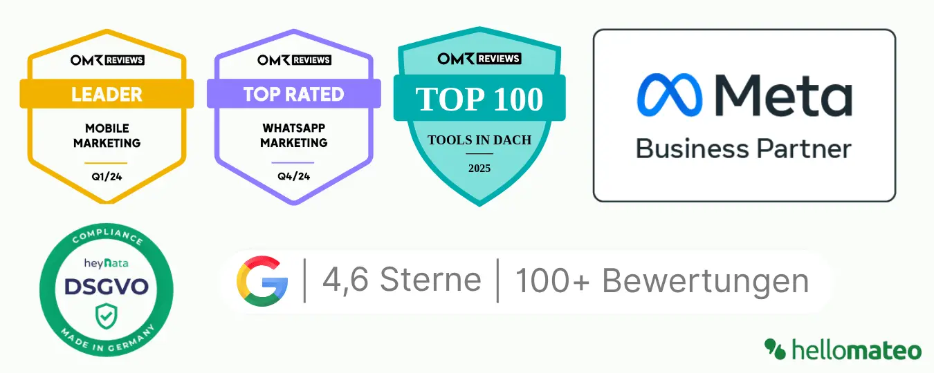 Bewertung des WhatsApp Marketing Tools von hellomateo