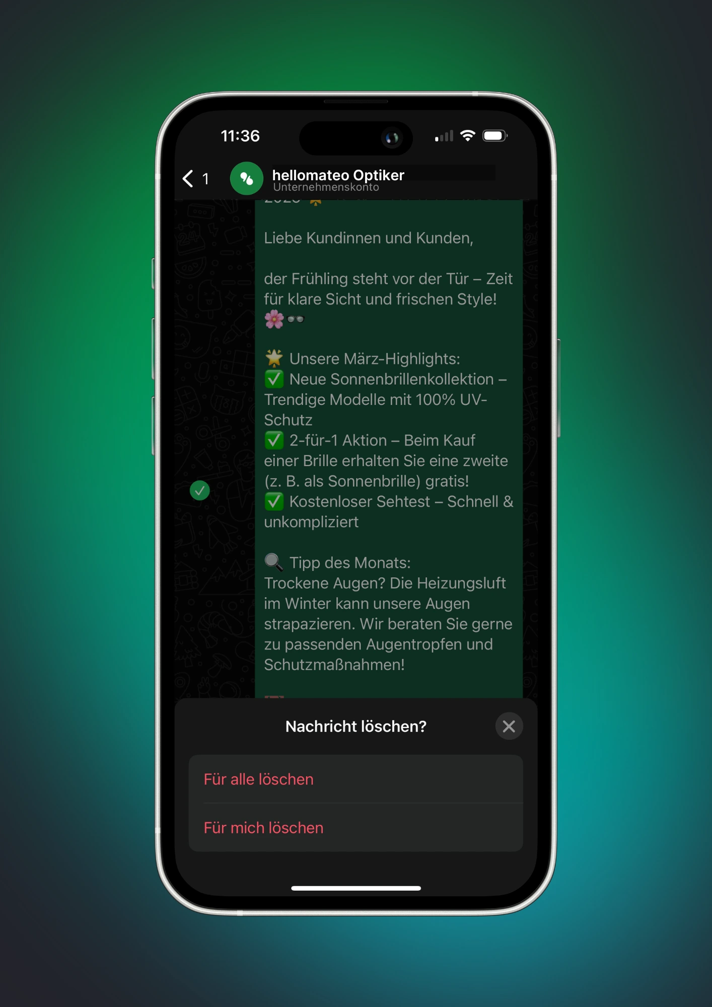 WhatsApp Business Nachrichten löschen Schritt 2