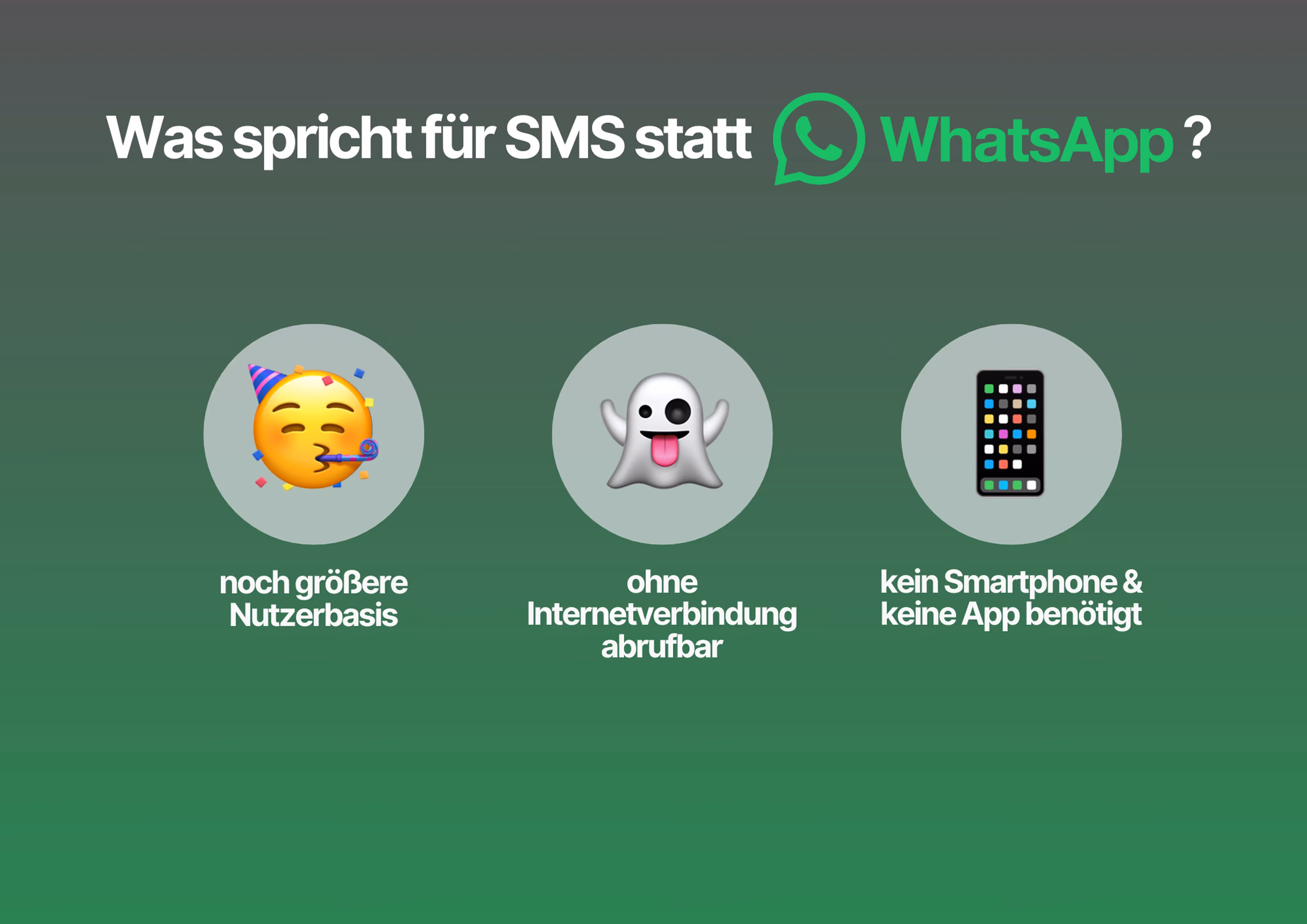 Auflistung der Vorteile von SMS Nutzung statt WhatsApp für Unternehmen