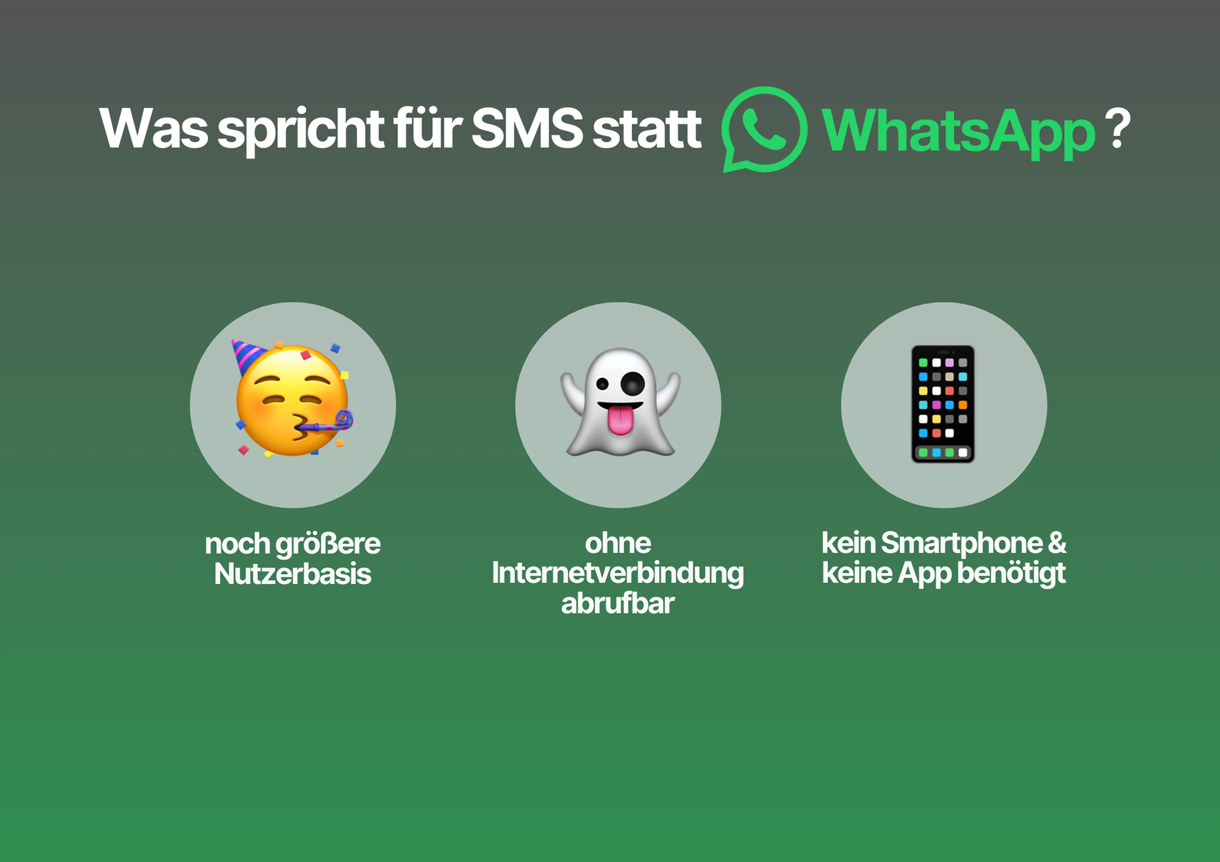 Auflistung der Vorteile von SMS Nutzung statt WhatsApp für Unternehmen