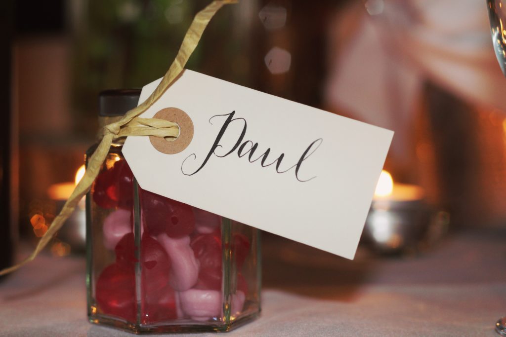 jar of candy personalized for wedding favor gift
