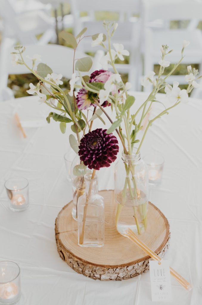 flowers in a clear vase