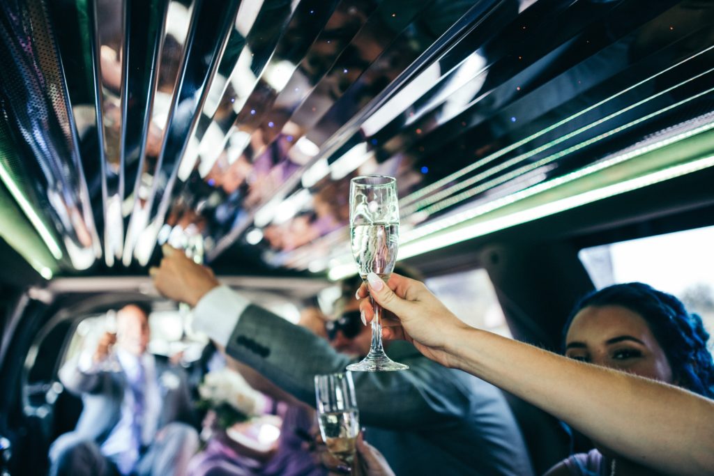 party bus used for wedding transportation