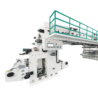 Large, complex white industrial machinery with green railings and control screens.
