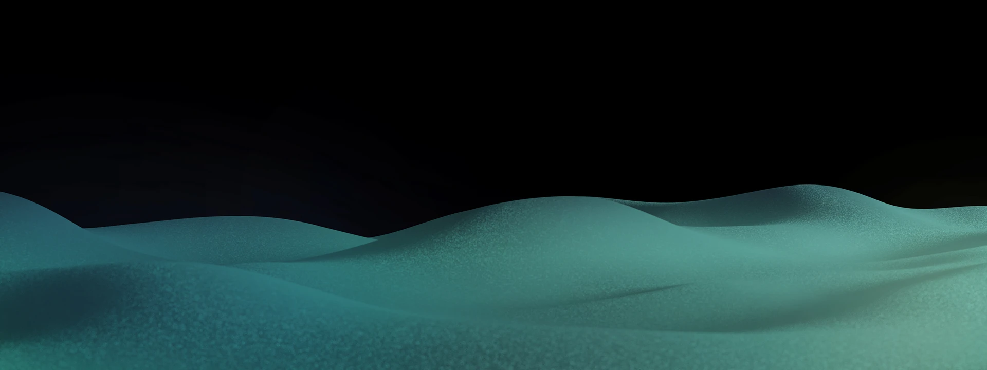 Abstract image of rolling, smooth teal-blue mounds against a dark background.