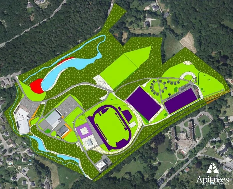Cartographie du plan de gestion différenciée des espaces verts du site sportif de La Fraineuse à Spa