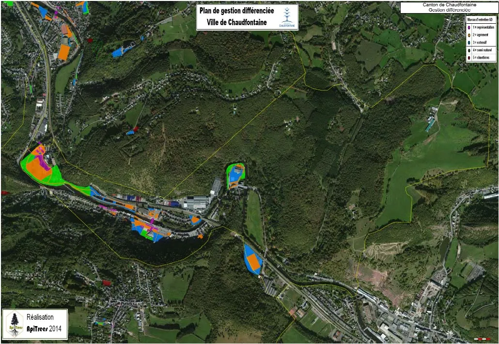 Cartographie du plan de gestion différenciée de la commune de Chaudfontaine