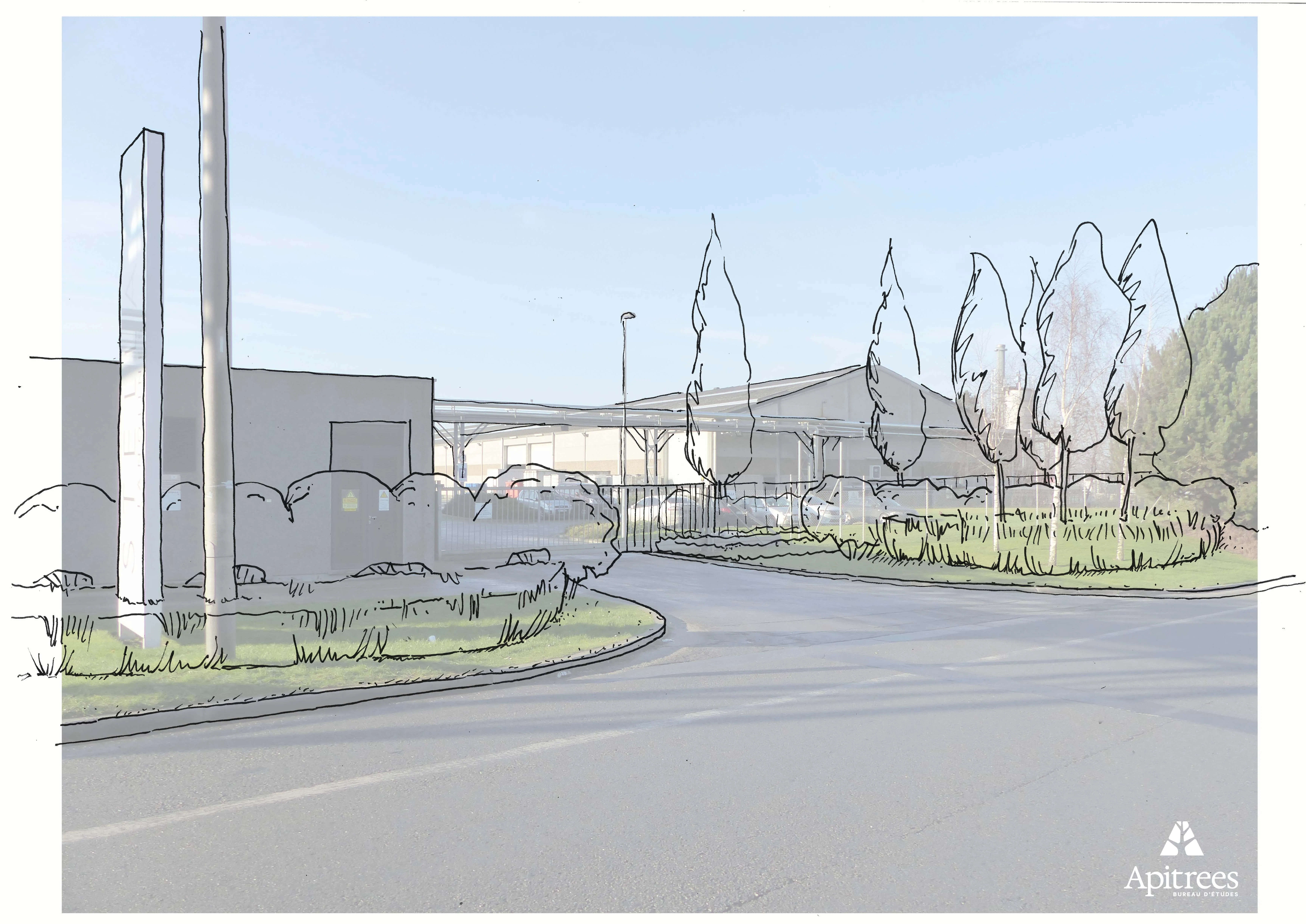 Croquis d'ambiance d'un projet paysager
