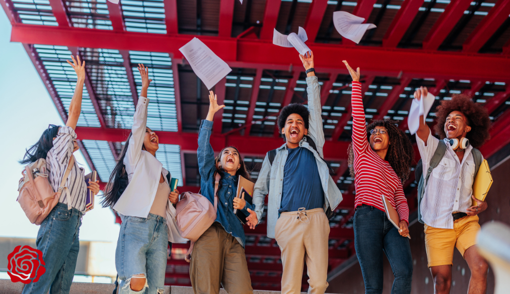 Happy students after exam day