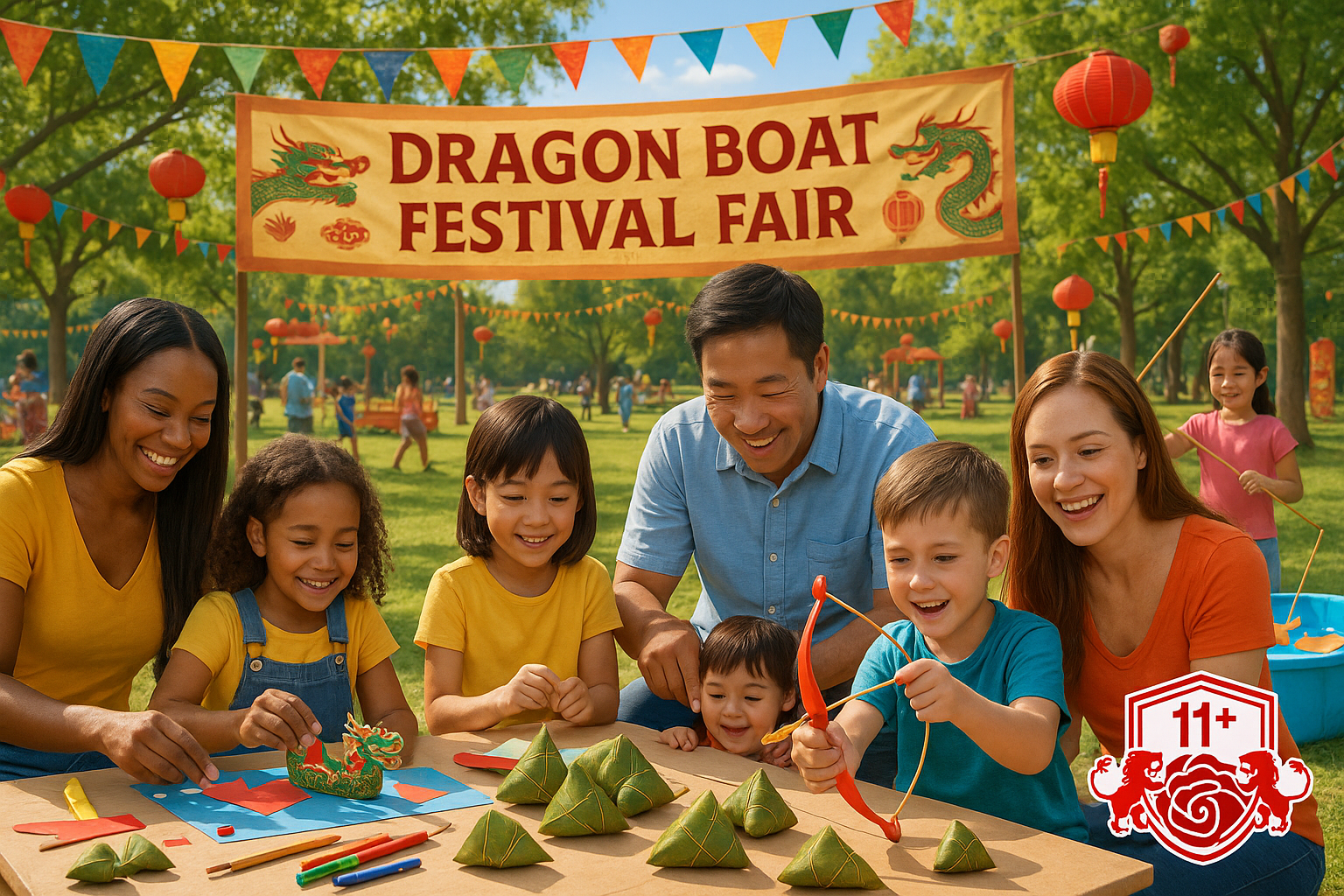 Children enjoying crafts and games at Dragon Boat Festival Fair in Birmingham 2025 | Pass 11 Plus Grammar