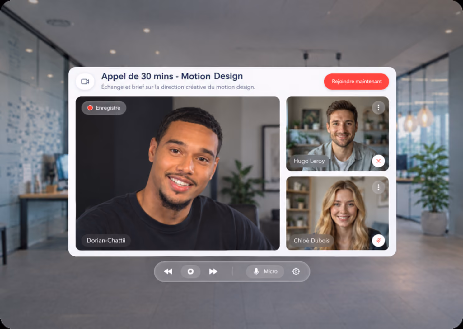 Aperçu d'un appel visio de brief client