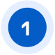 Blue circular badge with a white number 1 in the center and a light gray outer ring.