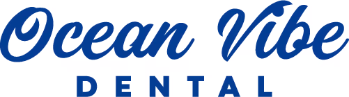 Ocean Vibe Dental logo text in blue.
