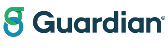 Guardian company logo with stylized green and blue G symbol and dark blue text.