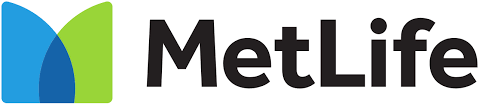MetLife company logo with blue and green overlapping shapes beside black MetLife text.