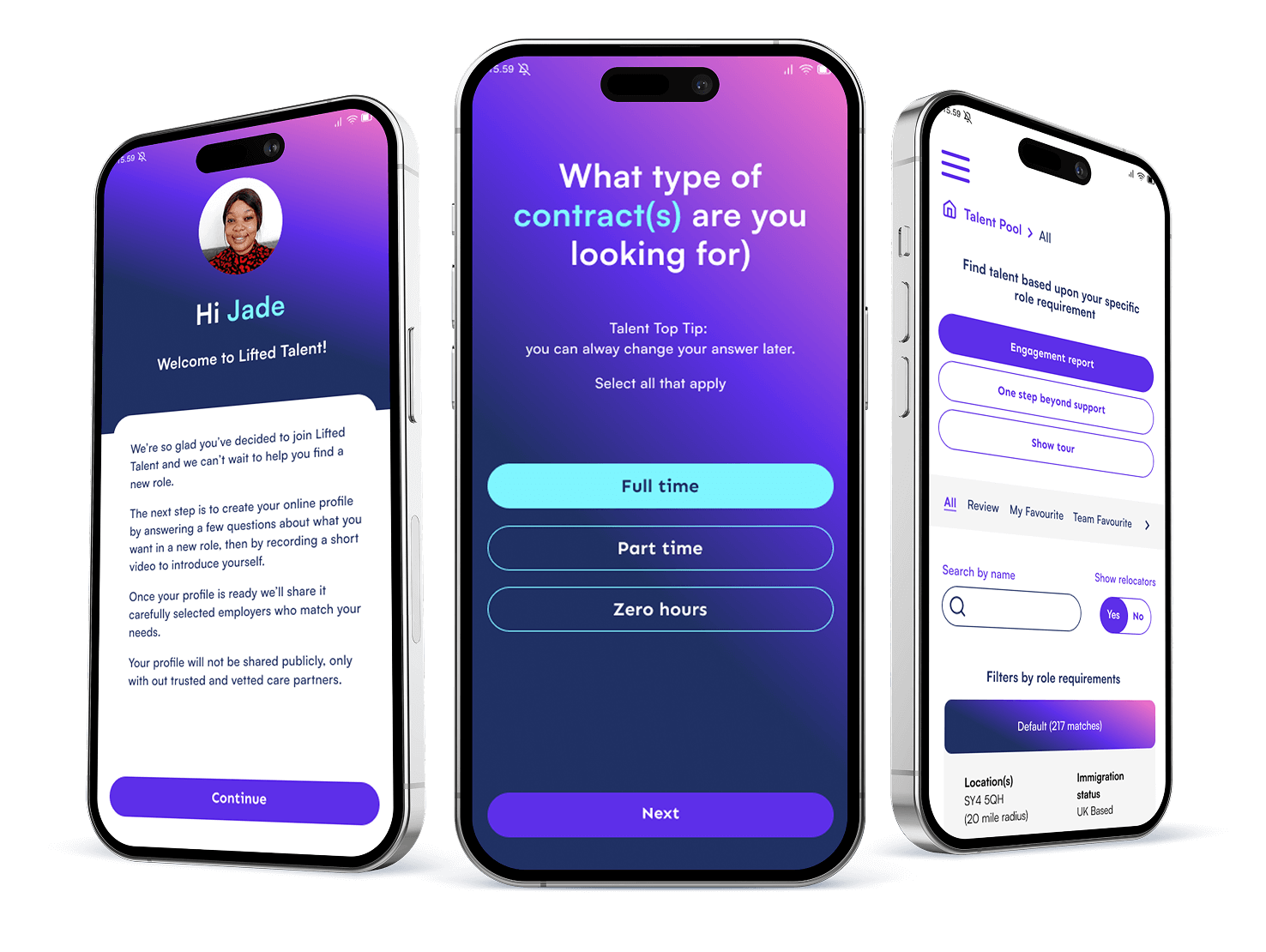 a phone mockup of the lifted app