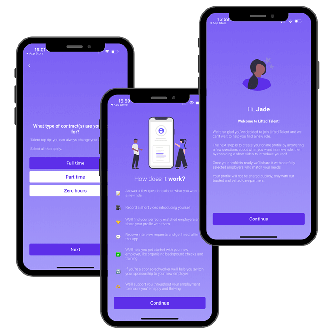 a phone mockup of the lifted app