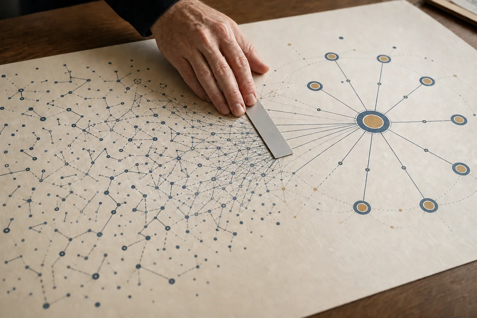 Printed coalition planning documents and infrastructure data reviewed at close range