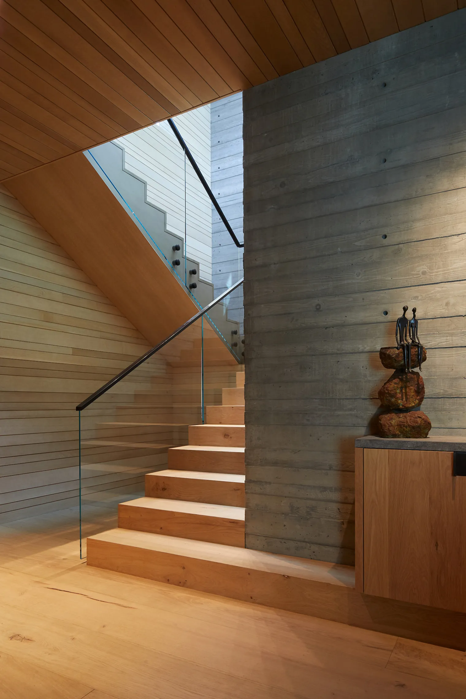 Wood floor and staircase in modern house