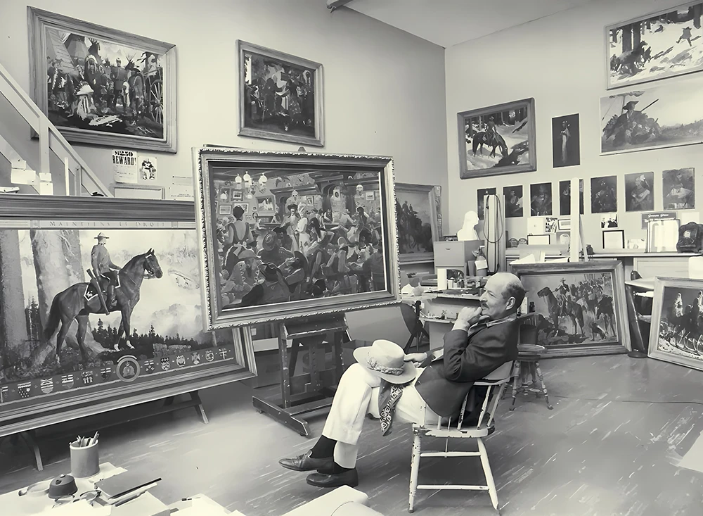 Arnold Friberg in his studio