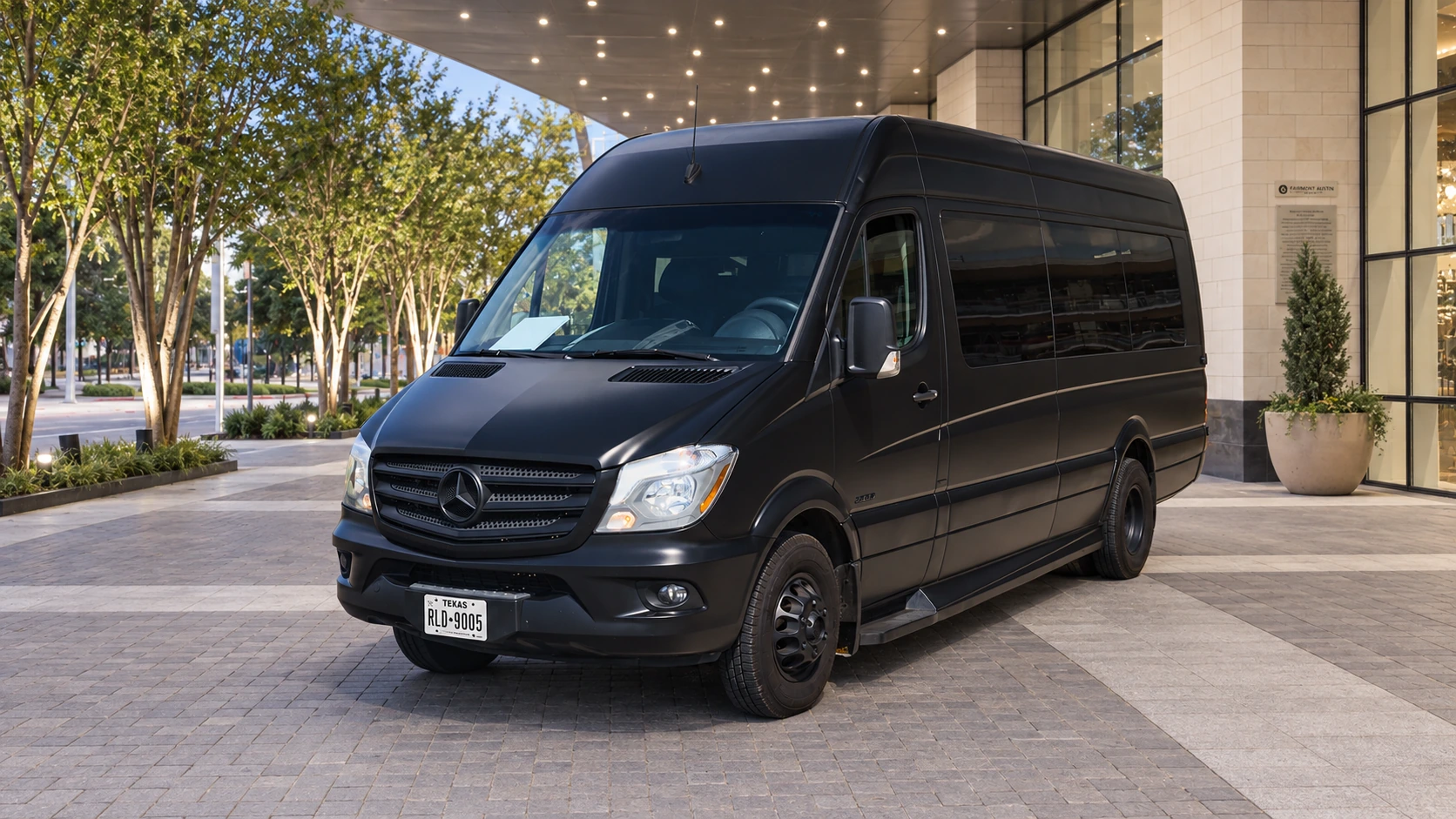 VANTA BLK matte black Mercedes-Benz Sprinter at Fairmont Austin
