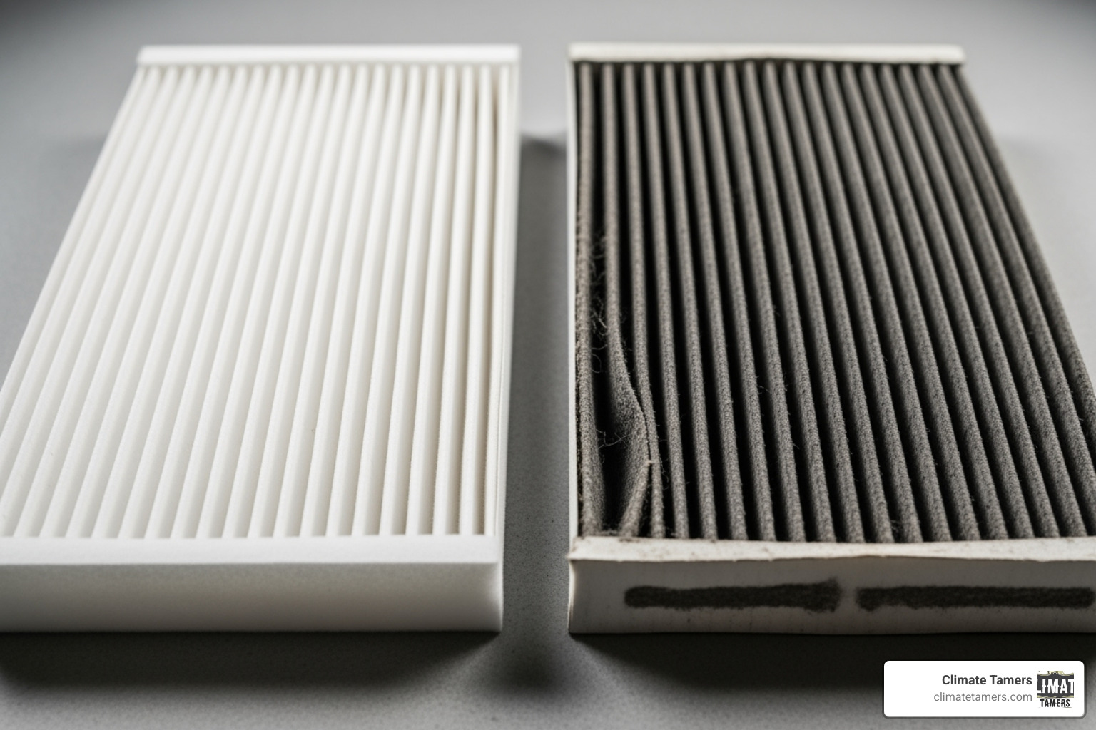 clean air filter vs dirty clogged air filter - heat pump not heating